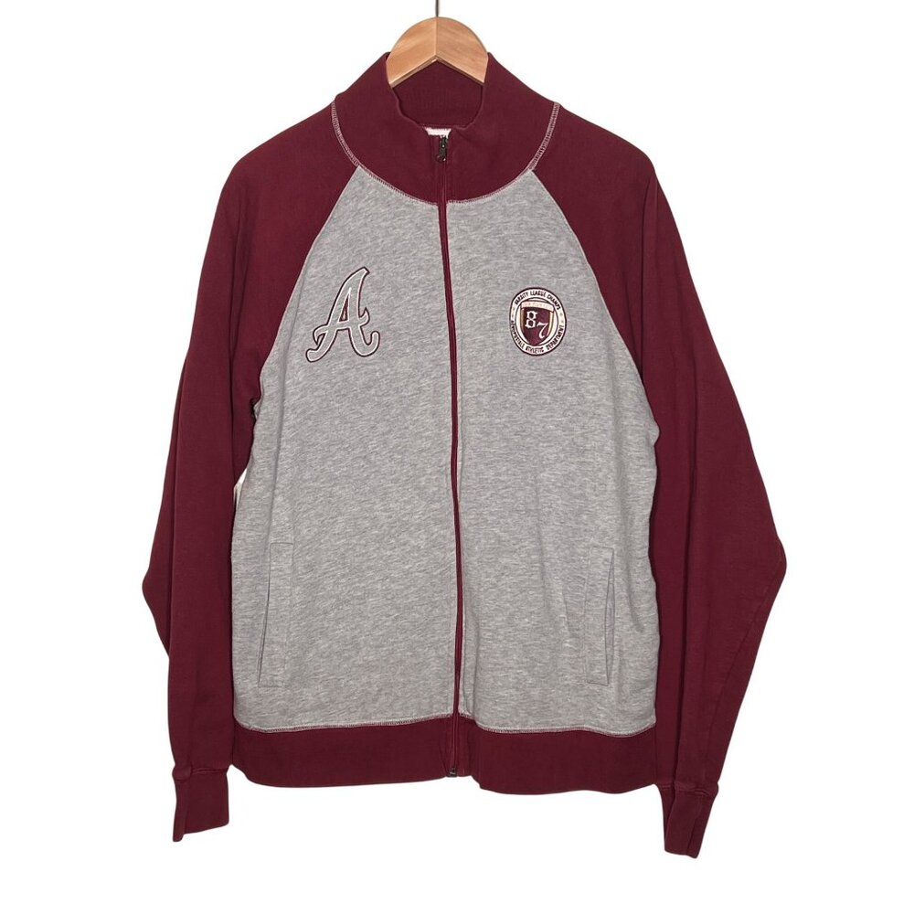 Aeropostale Varsity League Limited Edition XL Zip-Up Jacket Burgundy Gray Cotton
